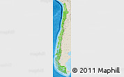 Political Shades Map of Chile, shaded relief outside, bathymetry sea