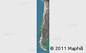 Satellite Map of Chile, darken, desaturated, land only