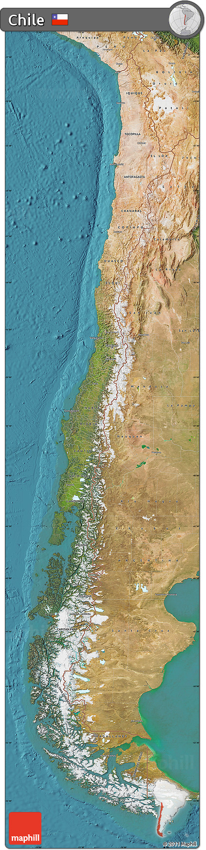 Satellite Map of Chile