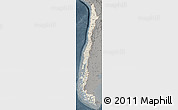 Shaded Relief Map of Chile, darken, semi-desaturated
