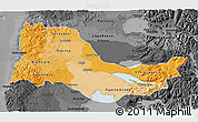Political Shades 3D Map of OSORNO, darken, desaturated