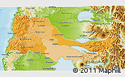 Political Shades 3D Map of OSORNO, physical outside