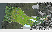 Satellite 3D Map of OSORNO, darken, semi-desaturated