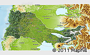 Satellite 3D Map of OSORNO, physical outside