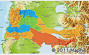 Political Map of OSORNO, physical outside