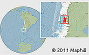 Savanna Style Location Map of Chaiten, highlighted country, hill shading