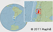 Savanna Style Location Map of Chaiten, highlighted parent region, hill shading