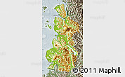 Physical Map of Chaiten, semi-desaturated