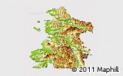 Physical Panoramic Map of Chaiten, cropped outside