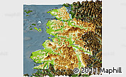Physical Panoramic Map of Chaiten, darken