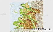 Physical Panoramic Map of Chaiten, lighten