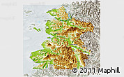 Physical Panoramic Map of Chaiten, lighten, semi-desaturated