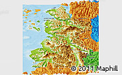 Physical Panoramic Map of Chaiten, political outside