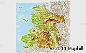 Physical Panoramic Map of Chaiten, shaded relief outside