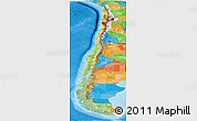 Physical Panoramic Map of Chile, political outside