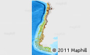 Physical Panoramic Map of Chile, single color outside, bathymetry sea