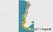 Physical Panoramic Map of Chile, single color outside, satellite sea