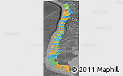 Political Panoramic Map of Chile, darken, desaturated