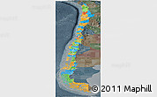 Political Panoramic Map of Chile, darken, semi-desaturated
