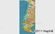 Political Panoramic Map of Chile, satellite outside