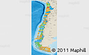 Political Panoramic Map of Chile, shaded relief outside