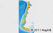 Political Panoramic Map of Chile, single color outside