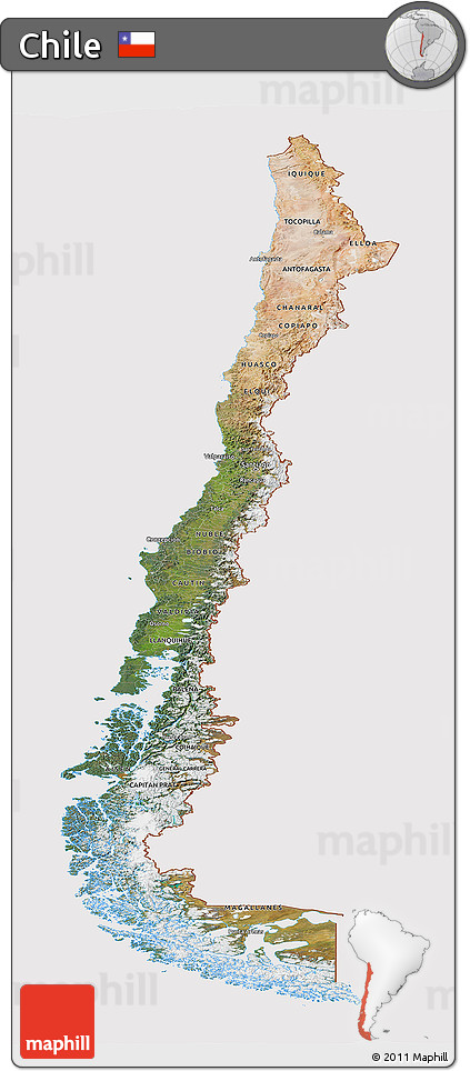 Satellite Panoramic Map of Chile, cropped outside