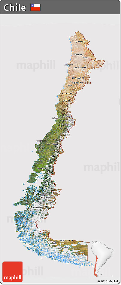 Satellite Panoramic Map of Chile, cropped outside