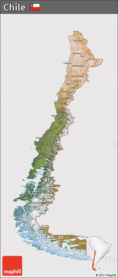Satellite Panoramic Map of Chile, cropped outside