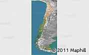 Satellite Panoramic Map of Chile, desaturated, land only