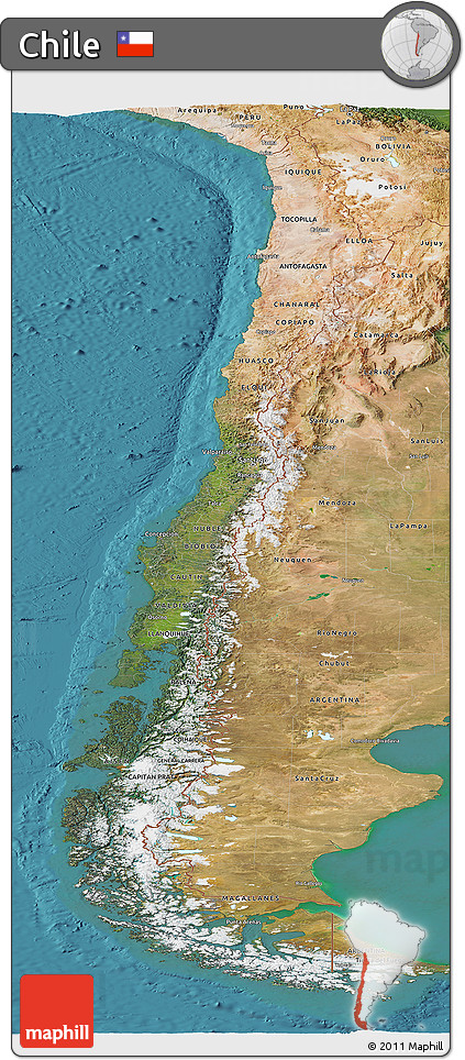 Satellite Panoramic Map of Chile