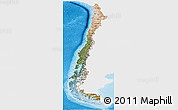 Satellite Panoramic Map of Chile, single color outside, shaded relief sea