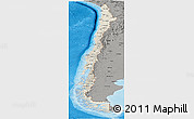 Shaded Relief Panoramic Map of Chile, darken, semi-desaturated, land only