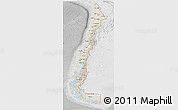 Shaded Relief Panoramic Map of Chile, lighten, desaturated