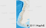 Shaded Relief Panoramic Map of Chile, lighten, land only