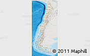 Shaded Relief Panoramic Map of Chile, lighten, semi-desaturated, land only