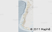 Shaded Relief Panoramic Map of Chile, lighten, semi-desaturated