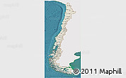 Shaded Relief Panoramic Map of Chile, single color outside, satellite sea