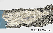 Shaded Relief Panoramic Map of PETORCA, darken