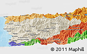 Shaded Relief Panoramic Map of PETORCA, political shades outside