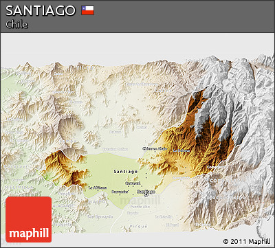 Physical 3D Map of SANTIAGO, lighten