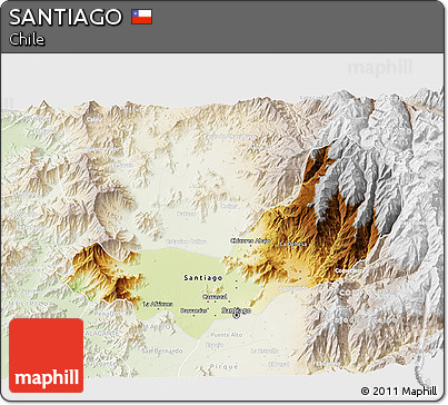 Physical 3D Map of SANTIAGO, lighten