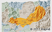 Political 3D Map of SANTIAGO, lighten, semi-desaturated