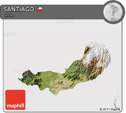 Satellite 3D Map of SANTIAGO, cropped outside