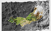 Satellite 3D Map of SANTIAGO, darken, desaturated