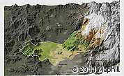 Satellite 3D Map of SANTIAGO, darken, semi-desaturated