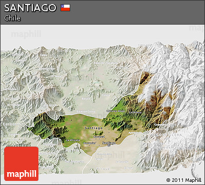 Satellite 3D Map of SANTIAGO, lighten