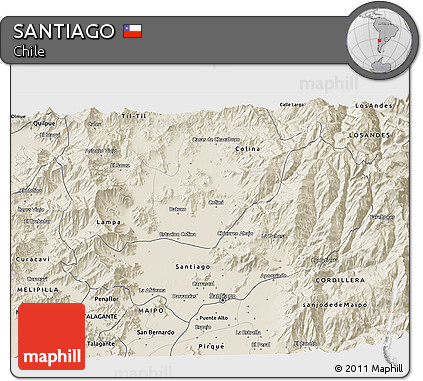 Shaded Relief 3D Map of SANTIAGO