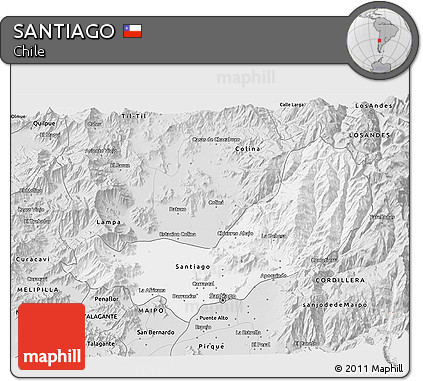 Silver Style 3D Map of SANTIAGO