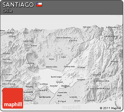 Silver Style 3D Map of SANTIAGO